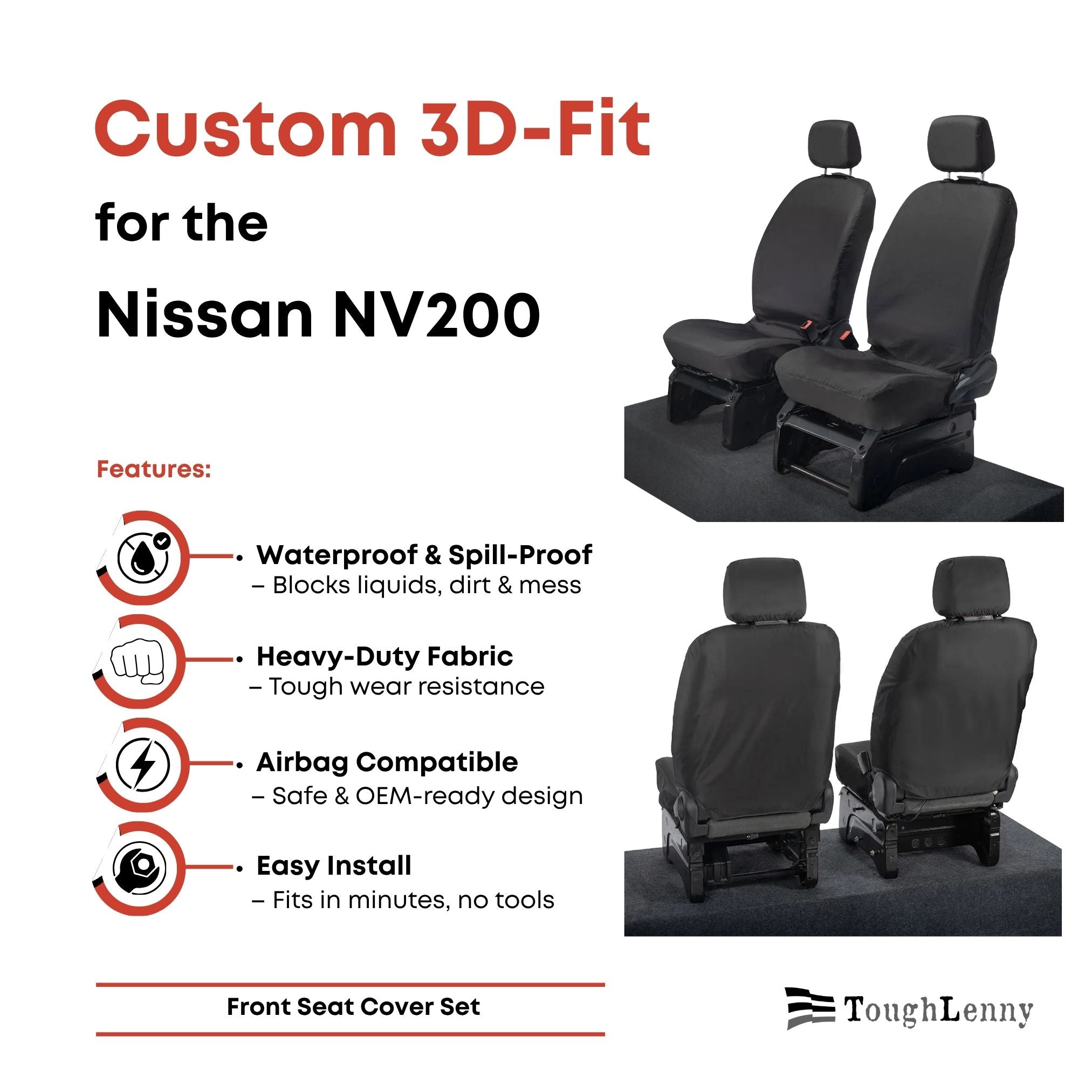 Custom-Fit Waterproof Seat Covers for Nissan NV200 | 2013–202