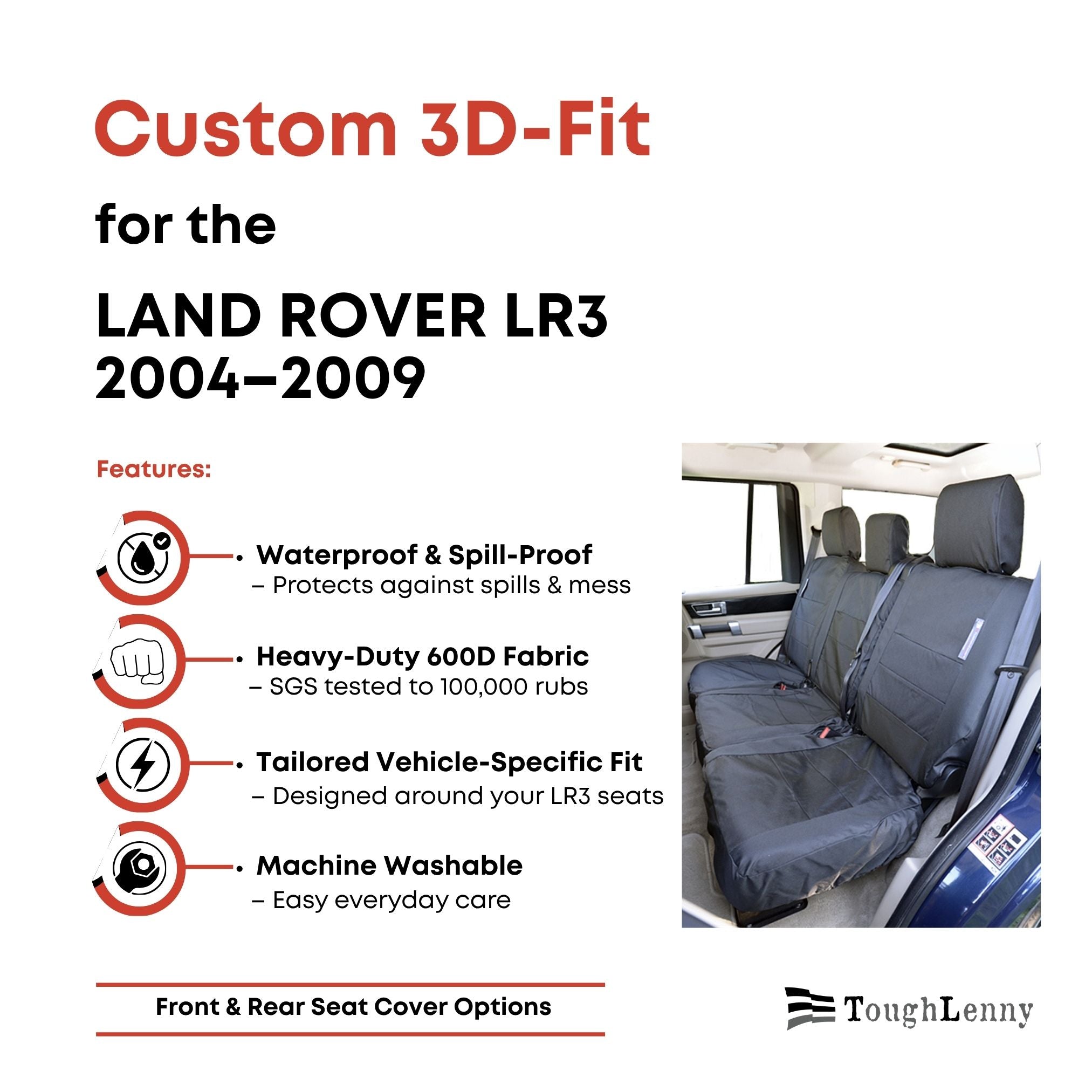 Custom-Fit Waterproof Seat Covers for Land Rover LR3 | 2004–2009