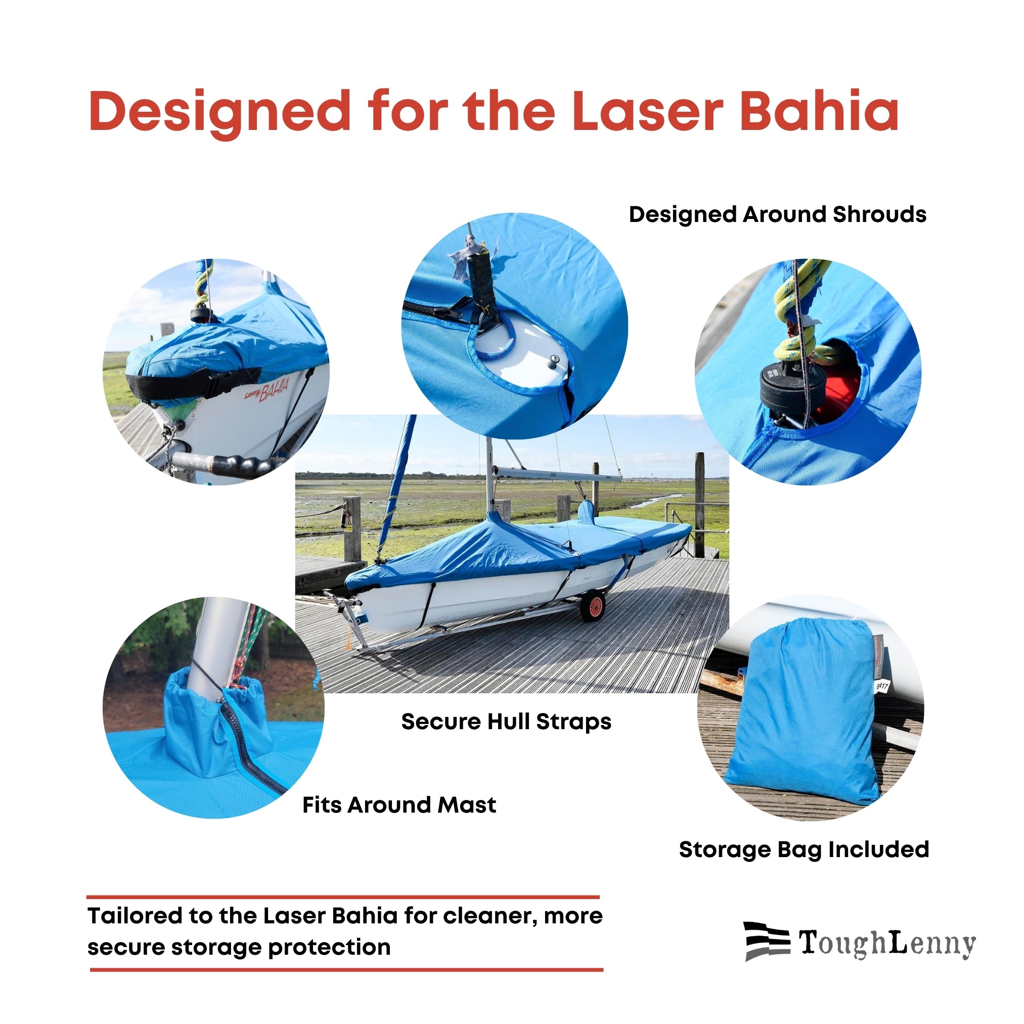Funda de cubierta para velero Laser Bahia - Funda impermeable a medida - Azul (417B)