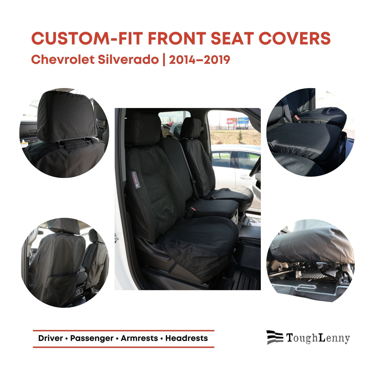 Fundas de asiento personalizadas para Chevrolet / Chevy Silverado - Par delantero - A medida de 2014 a 2019 (457)
