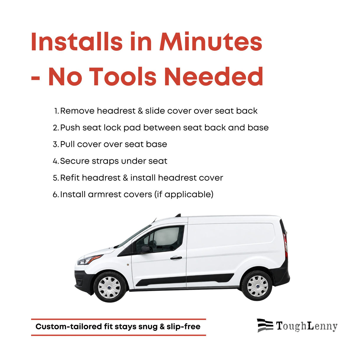 Custom-Fit Waterproof Seat Covers for Ford Transit Connect