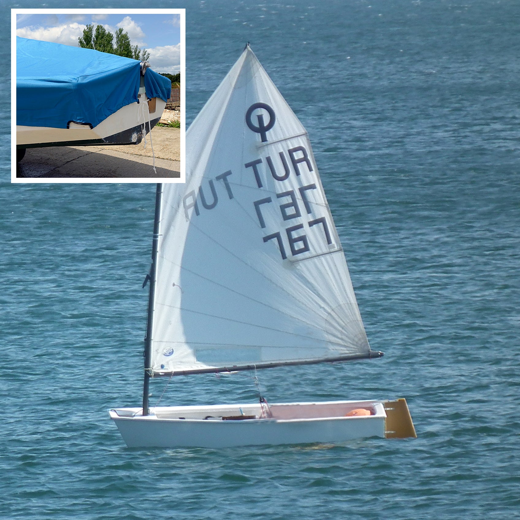 Housse de pont pour voilier Optimist - Housse de bateau imperméable et sur mesure - Bleu (419B)