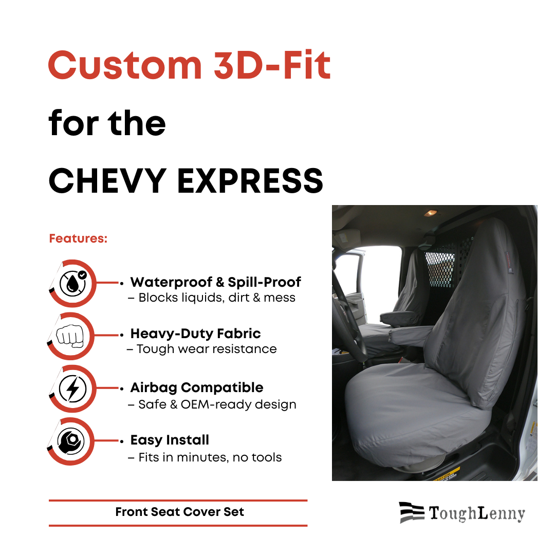 Juego de fundas de asiento delantero a medida para furgoneta Chevrolet/Chevy Express (varias opciones)