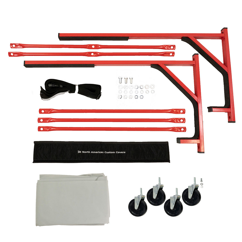 Fiat 124 Sport Spider Heavy-duty Hardtop Stand Trolley Cart Rack with 5" castors, Securing Harness and Hard Top Dust Cover (Various Options)