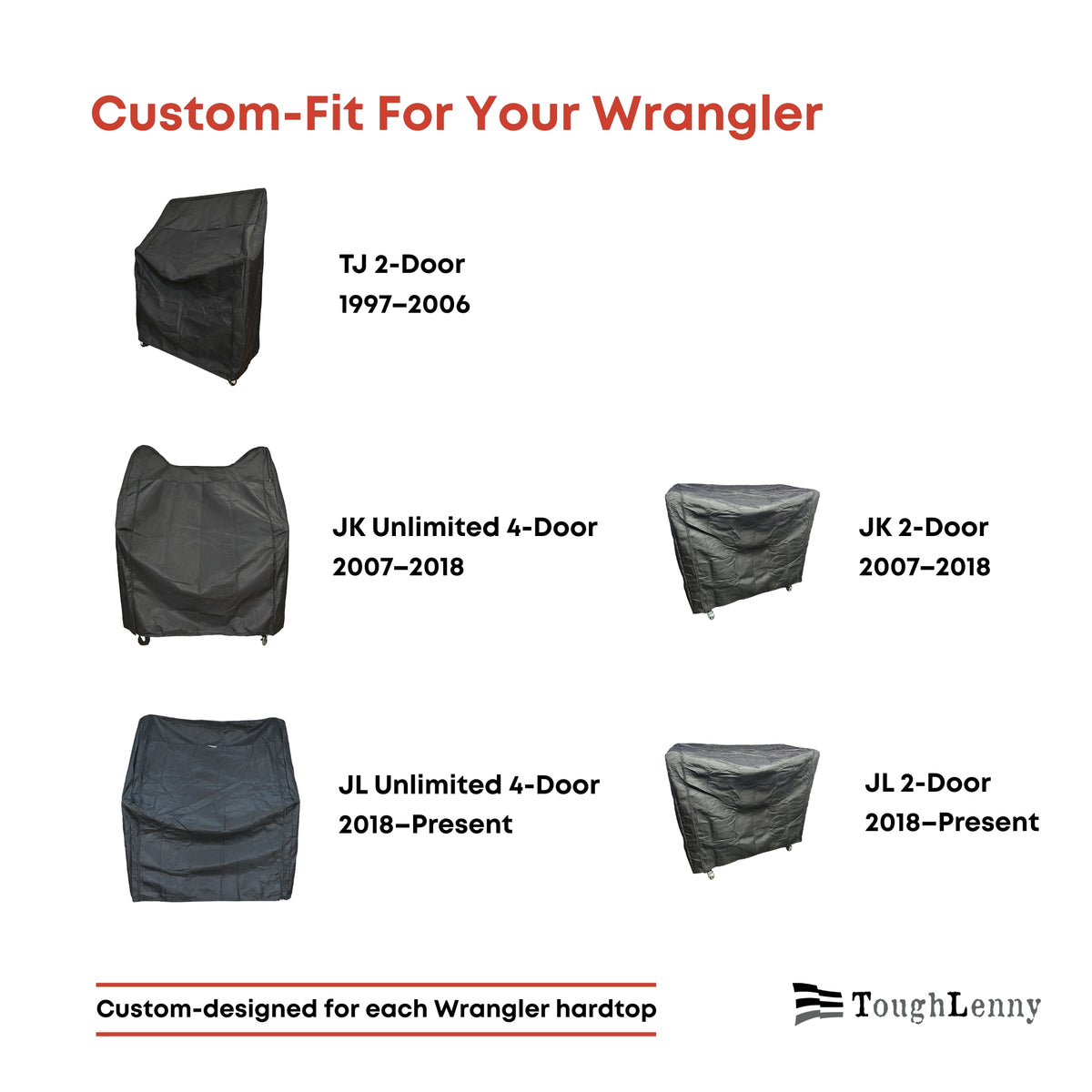 Soporte para carrito de techo rígido de alta resistencia para Jeep Wrangler con correas de sujeción para ventana trasera (varias opciones)