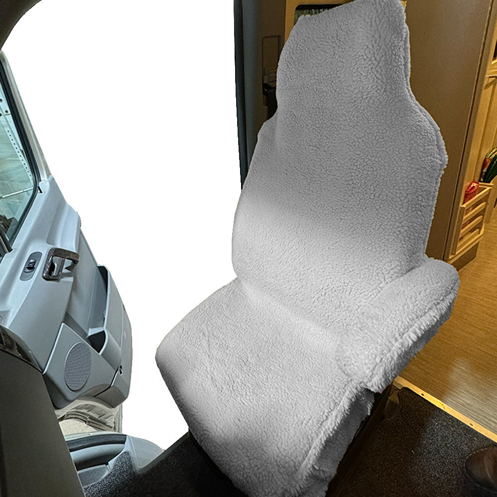 Juego de fundas para asientos delanteros de piel de oveja sintética para Ford Transit 150 250 350 350HD - Crema (821C)