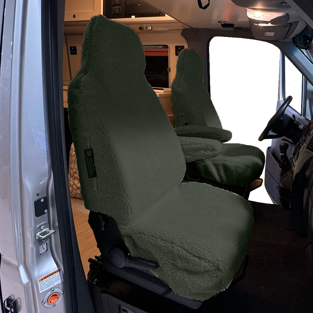 Dodge Ram ProMaster Seat Cover Faux Sheepskin Front Set - Light Grey (821LG)