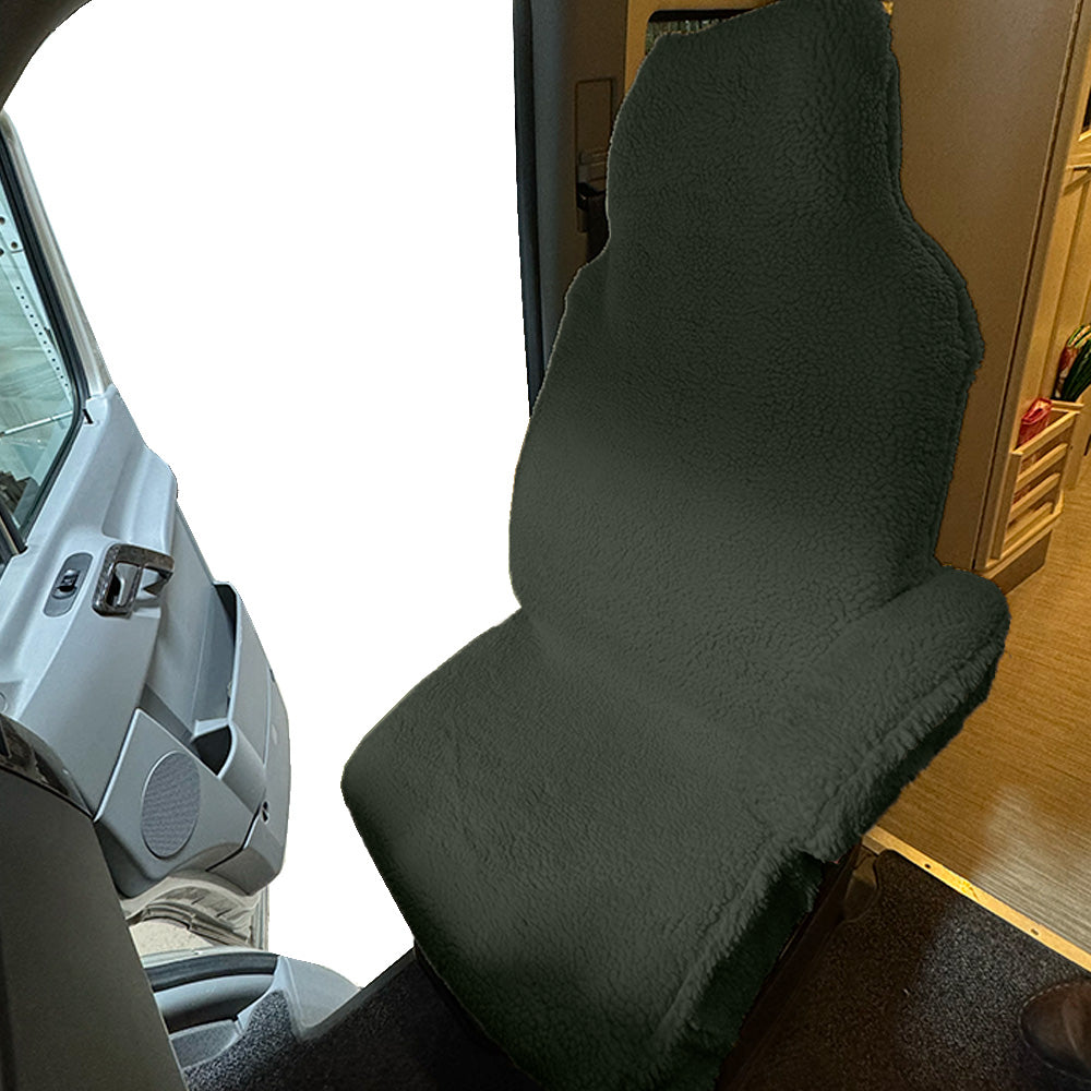 Ford E Series Seat Cover Faux Sheepskin Front Set - Dark Grey (821DG)