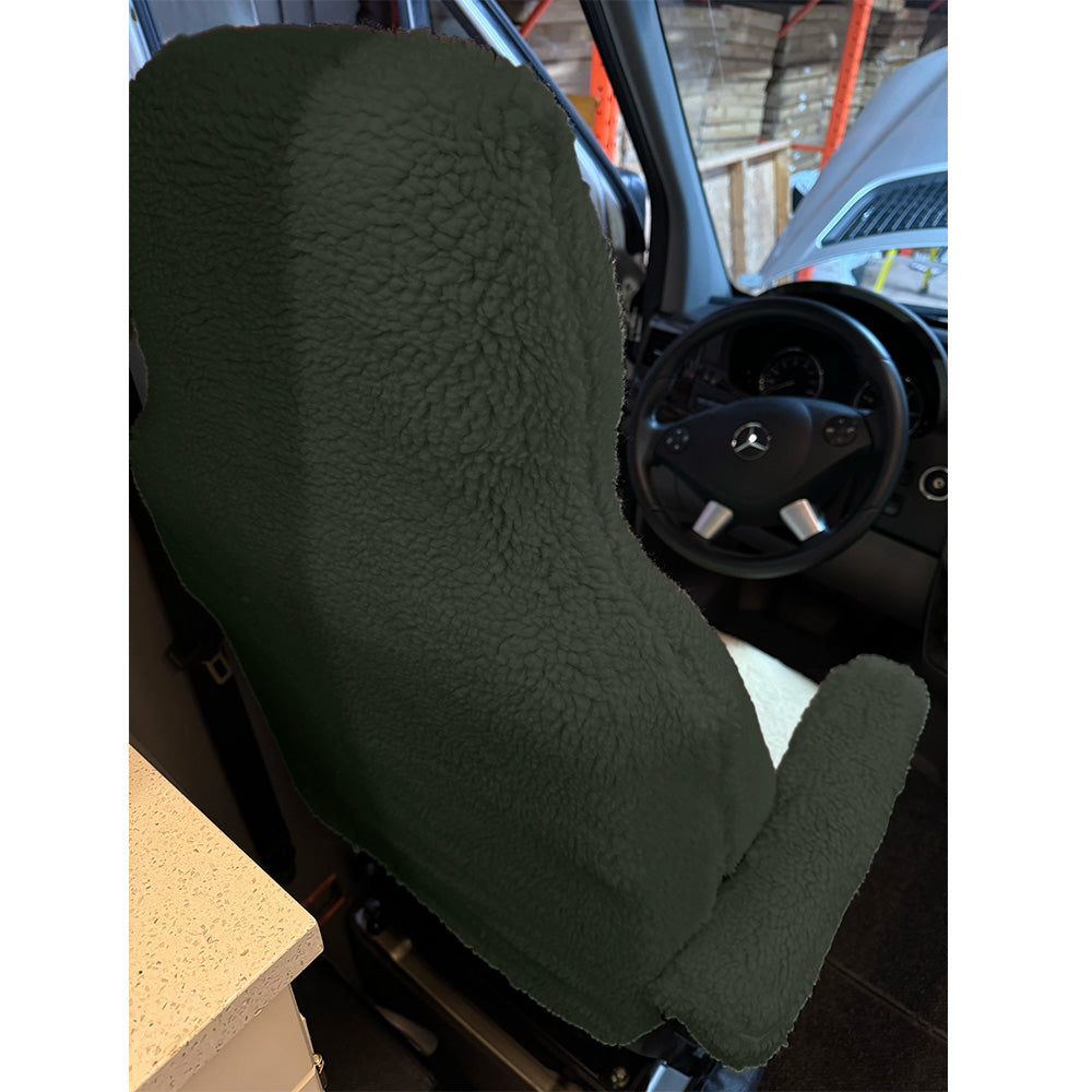 Juego de fundas para asientos delanteros de piel de oveja sintética para Ford Transit 150 250 350 350HD - Crema (821C)