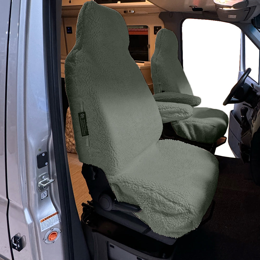 Faux Sheepskin Front Seat Cover Set for the Mercedes Sprinter Generation 2 - Dark Grey (821DG)