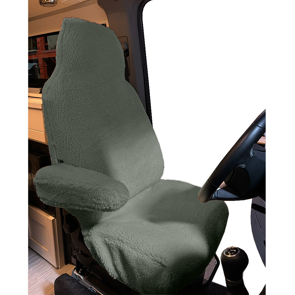 Juego de fundas para asientos delanteros de piel de oveja sintética para Ford Transit 150 250 350 350HD - Crema (821C)