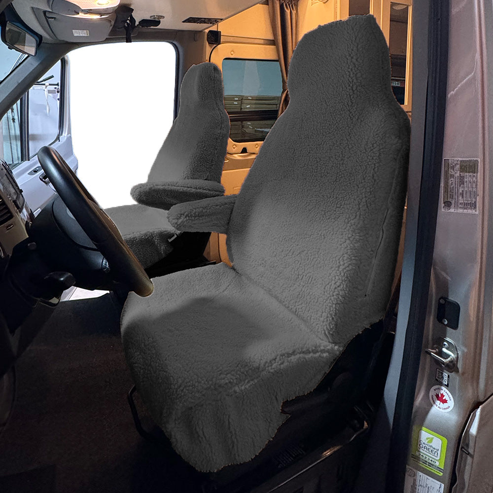 Winnebago Seat Cover Faux Sheepskin Front Set - Dark Grey (821DG)