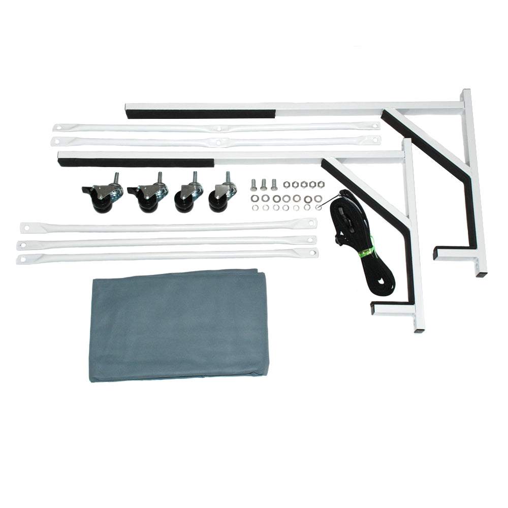 Ford Thunderbird Heavy-duty Hardtop Stand Trolley Cart Rack (White) with Securing Harness and Hard Top Dust Cover (050)