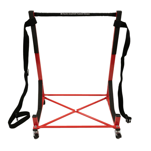 Datsun Sports 1600 & 2000 Heavy-duty Hardtop Stand Trolley Cart Rack (Red) with Securing Harness and Hard Top Dust Cover (050R)