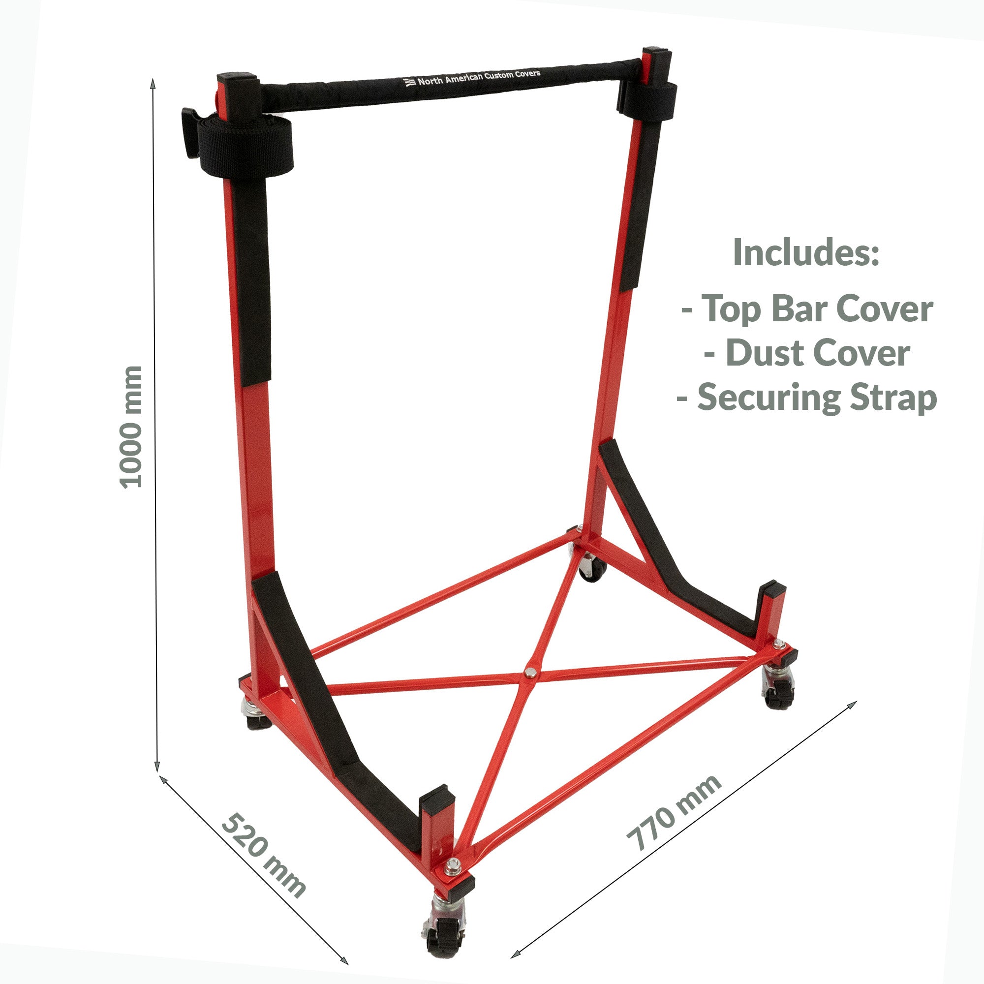 Fiat 124 Sport Spider Heavy-duty Hardtop Stand Trolley Cart Rack with Securing Harness and Hard Top Dust Cover (Various Options)