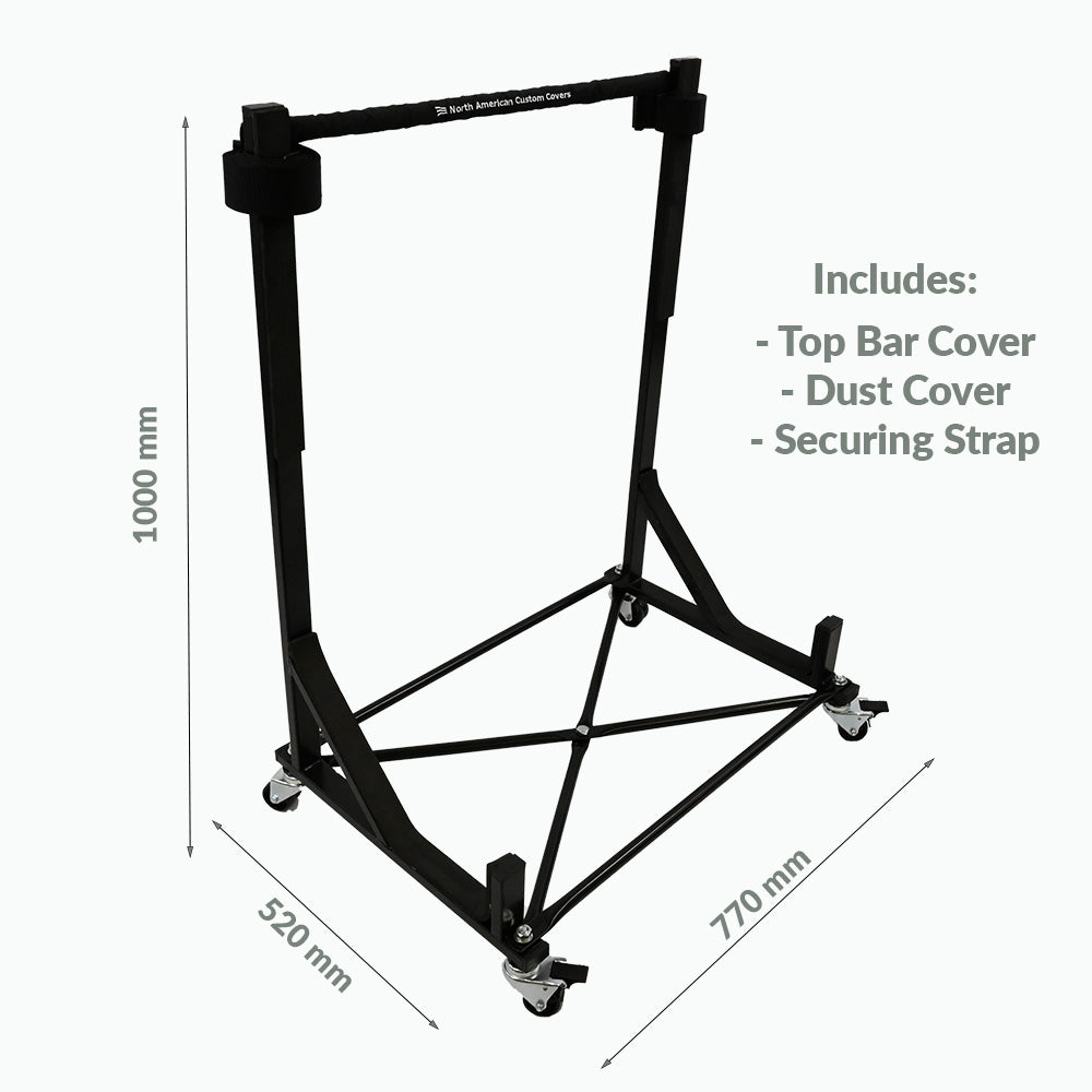 Sunbeam Tiger Heavy-duty Hardtop Stand Trolley Cart Rack (Black) with Securing Harness and Hard Top Dust Cover (050B)