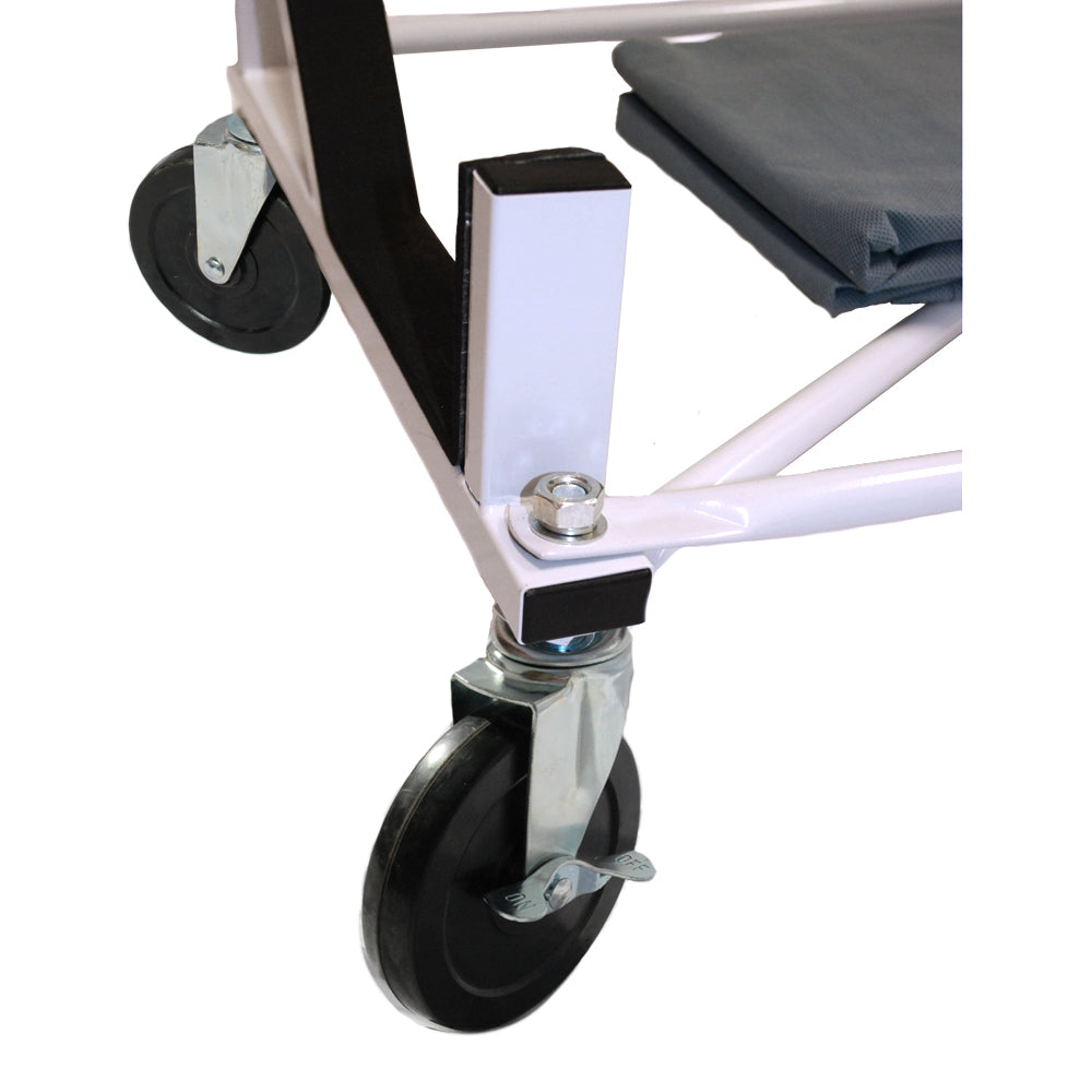 Sunbeam Tiger Heavy-duty Hardtop Stand Trolley Cart Rack (White) with 5" castors, Securing Harness and Hard Top Dust Cover (050c)