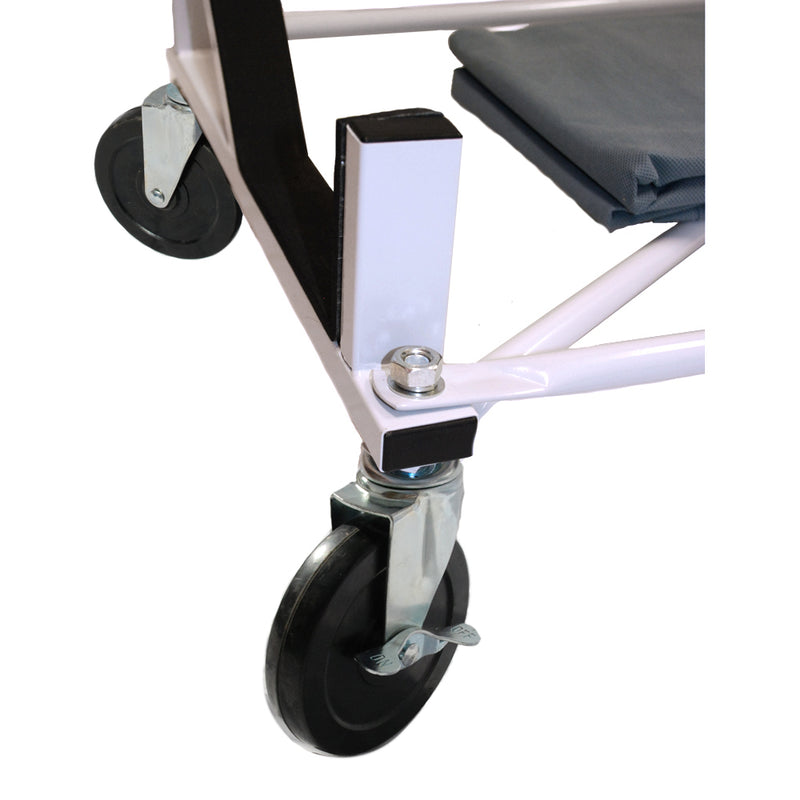 Triumph Spitfire Heavy-duty Hardtop Stand Trolley Cart Rack (White) with 5" castors, Securing Harness and Hard Top Dust Cover (050c)