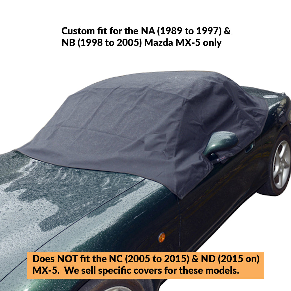 Protector de techo Soft Top Half Cover para Mazda Miata MX5 Mk1 (NA) Mk2 (NB) Mk2.5 - 1989 a 2005 (113) - NEGRO