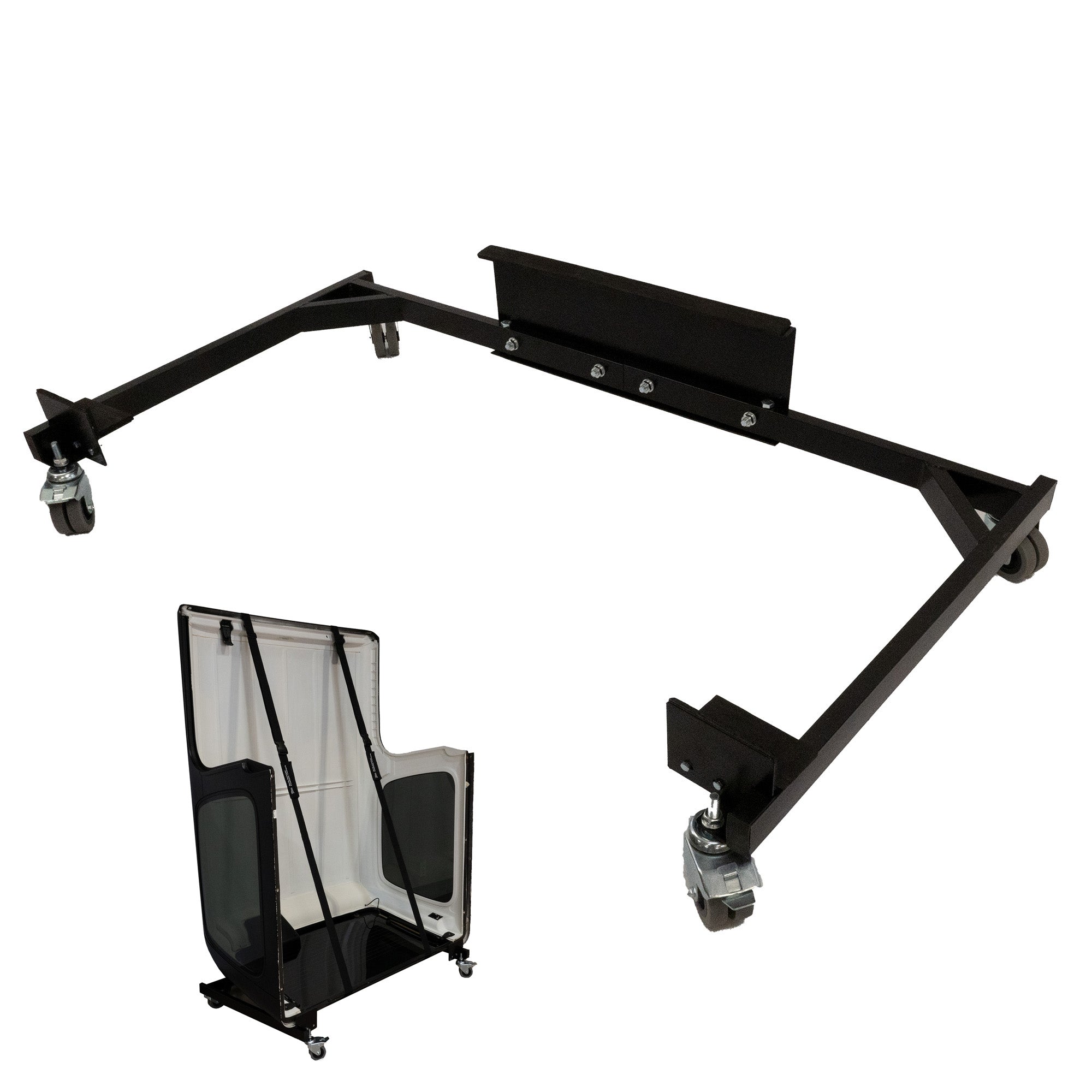 Jeep Wrangler TJ Estante para carro con soporte de techo rígido resistente de 2 puertas (negro) con correas de seguridad para ventana trasera (1502)