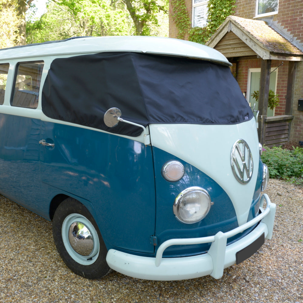 Screen Wrap Frost Cover for VW Bus Camper Van (T1 Split Window) - BLACK - 1950 to 1967 (421B)